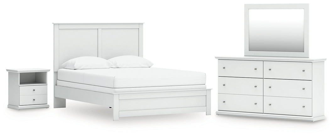 Bostwick Shoals Queen Panel Bed with Mirrored Dresser and Nightstand