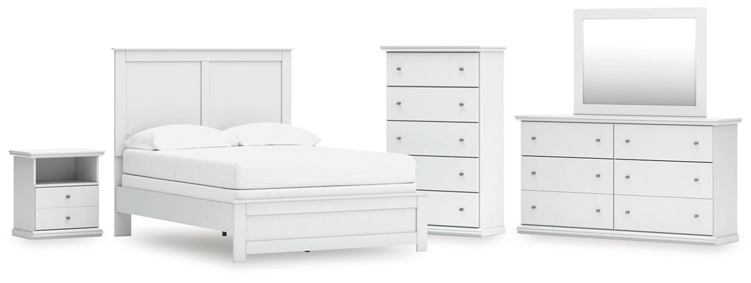 Bostwick Shoals Full Panel Bed with Mirrored Dresser, Chest and Nightstand