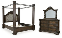 Load image into Gallery viewer, Maylee King Canopy Bed with Mirrored Dresser
