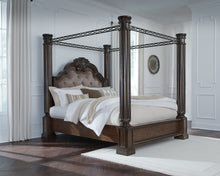 Load image into Gallery viewer, Maylee King Canopy Bed with Mirrored Dresser
