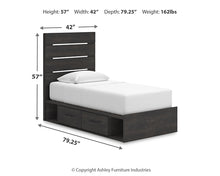 Load image into Gallery viewer, Hollivern Twin Panel Storage Bed with Mirrored Dresser
