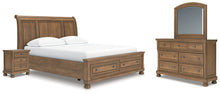 Load image into Gallery viewer, Feddinger California King Storage Sleigh Bed with Mirrored Dresser and Nightstand
