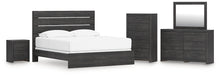 Load image into Gallery viewer, Hollivern King Panel Bed with Mirrored Dresser, Chest and Nightstand
