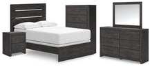Load image into Gallery viewer, Hollivern Full Panel Bed with Mirrored Dresser, Chest and Nightstand
