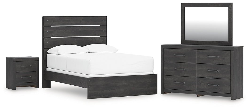 Hollivern Full Panel Bed with Mirrored Dresser and Nightstand