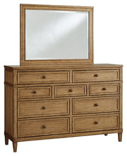 Load image into Gallery viewer, Sharlance Queen Upholstered Panel Bed with Mirrored Dresser
