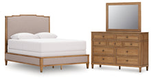 Load image into Gallery viewer, Sharlance Queen Upholstered Panel Bed with Mirrored Dresser

