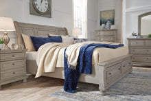 Load image into Gallery viewer, Lettner King Sleigh Bed with 2 Storage Drawers
