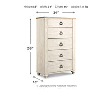 Load image into Gallery viewer, Willowton Five Drawer Chest
