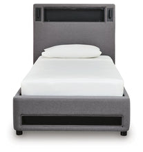 Load image into Gallery viewer, Verishaw Twin Upholstered Bed with Wireless Audio
