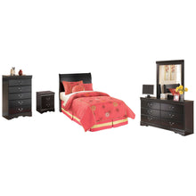 Load image into Gallery viewer, Huey Vineyard Twin Sleigh Headboard Bed with Mirrored Dresser, Chest and Nightstand
