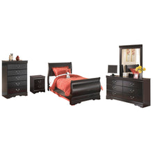 Load image into Gallery viewer, Huey Vineyard Full Sleigh Bed with Mirrored Dresser, Chest and Nightstand
