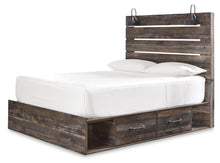 Load image into Gallery viewer, Drystan Queen Panel Bed with 4 Storage Drawers with Mirrored Dresser
