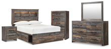 Load image into Gallery viewer, Drystan Full Bookcase Bed with 2 Storage Drawers with Mirrored Dresser, Chest and Nightstand
