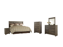 Load image into Gallery viewer, Juararo King/California King Panel Headboard Bed with Mirrored Dresser, Chest and Nightstand
