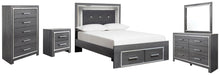 Load image into Gallery viewer, Lodanna Full Panel Bed with 2 Storage Drawers with Mirrored Dresser, Chest and Nightstand
