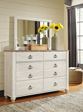 Load image into Gallery viewer, Willowton Queen Panel Bed with Mirrored Dresser
