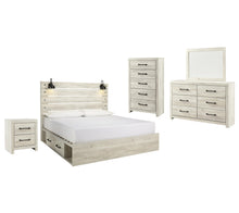 Load image into Gallery viewer, Cambeck King Panel Bed with 4 Storage Drawers with Mirrored Dresser, Chest and Nightstand
