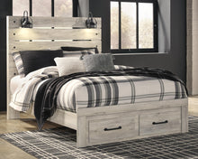 Load image into Gallery viewer, Cambeck Queen Panel Bed with 2 Storage Drawers with Mirrored Dresser

