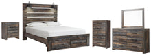 Load image into Gallery viewer, Drystan Queen Panel Bed with 2 Storage Drawers with Mirrored Dresser, Chest and Nightstand
