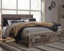 Load image into Gallery viewer, Derekson King Panel Bed with 2 Storage Drawers with Mirrored Dresser
