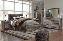 Load image into Gallery viewer, Derekson Queen Panel Bed with 4 Storage Drawers with Mirrored Dresser, Chest and Nightstand
