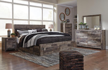 Load image into Gallery viewer, Derekson King Panel Bed with 4 Storage Drawers with Mirrored Dresser, Chest and Nightstand
