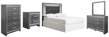 Load image into Gallery viewer, Lodanna Full Upholstered Panel Headboard Bed with Mirrored Dresser, Chest and Nightstand
