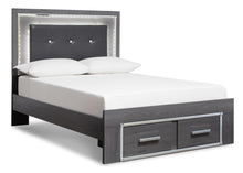 Load image into Gallery viewer, Lodanna Queen Panel Bed with 2 Storage Drawers with Mirrored Dresser
