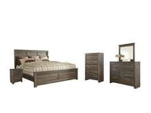 Load image into Gallery viewer, Juararo King Panel Bed with Mirrored Dresser, Chest and Nightstand
