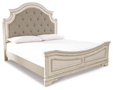Load image into Gallery viewer, Realyn California King Upholstered Panel Bed with Mirrored Dresser
