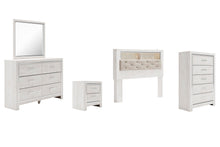 Load image into Gallery viewer, Altyra Queen Bookcase Headboard Bed with Mirrored Dresser, Chest and Nightstand
