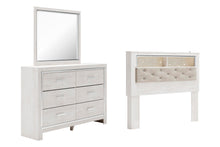 Load image into Gallery viewer, Altyra Queen Bookcase Headboard Bed with Mirrored Dresser
