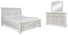 Load image into Gallery viewer, Robbinsdale King Sleigh Bed with Storage with Mirrored Dresser
