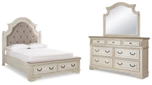 Load image into Gallery viewer, Realyn Queen Upholstered Bed with Mirrored Dresser
