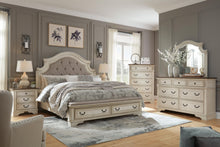 Load image into Gallery viewer, Realyn California King Upholstered Bed with Mirrored Dresser
