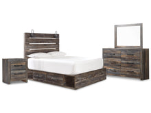 Load image into Gallery viewer, Drystan Queen Panel Bed with 2 Storage Drawers with Mirrored Dresser and Nightstand
