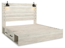 Load image into Gallery viewer, Cambeck King Panel Bed with 2 Storage Drawers with Mirrored Dresser and Nightstand
