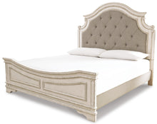 Load image into Gallery viewer, Realyn King Upholstered Panel Bed with Mirrored Dresser and Nightstand
