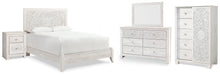 Load image into Gallery viewer, Paxberry Queen Panel Bed with Mirrored Dresser, Chest and Nightstand
