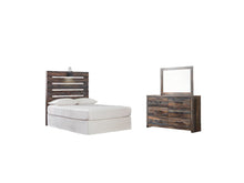 Load image into Gallery viewer, Drystan Twin Panel Headboard Bed with Mirrored Dresser
