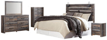 Load image into Gallery viewer, Drystan King Panel Headboard Bed with Mirrored Dresser, Chest and Nightstand

