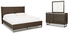 Load image into Gallery viewer, Arkenton King Panel Bed with Mirrored Dresser
