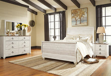 Load image into Gallery viewer, Willowton Queen Sleigh Bed with Mirrored Dresser and Nightstand
