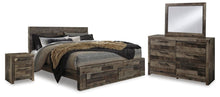 Load image into Gallery viewer, Derekson King Panel Bed with 2 Storage Drawers with Mirrored Dresser and Nightstand

