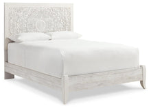 Load image into Gallery viewer, Paxberry Queen Panel Bed with Mirrored Dresser and Nightstand

