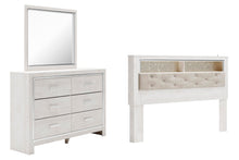 Load image into Gallery viewer, Altyra King Bookcase Headboard Bed with Mirrored Dresser
