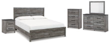 Load image into Gallery viewer, Bronyan King Panel Bed with Mirrored Dresser, Chest and Nightstand
