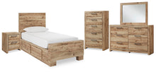 Load image into Gallery viewer, Hyanna Twin Panel Bed with 1 Side Storage, Dresser, Mirror, Chest and Nightstand
