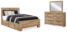 Load image into Gallery viewer, Hyanna Queen Panel Bed with 2 Side Storage, Dresser and Mirror
